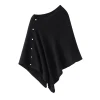 Elegant and fashionable Korean-style knitted hollowed-out shawl, summer office air-conditioned room metal buckle scarf, solid color for women Item Picture